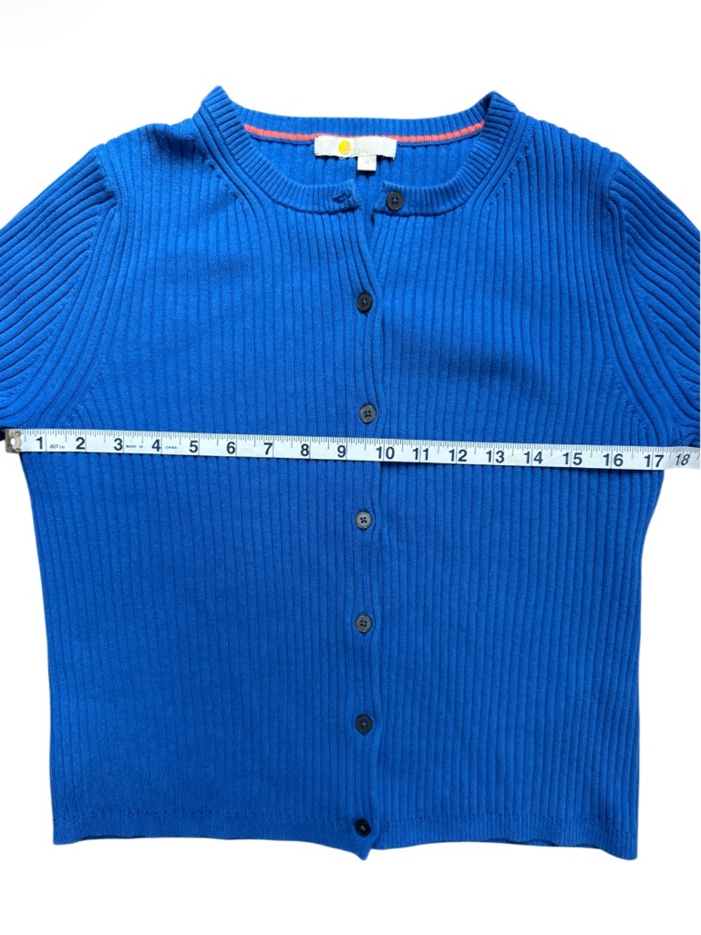 Boden Royal Blue Ribbed Cotton Blend Cardigan Sweater Size M - Picture 5 of 8